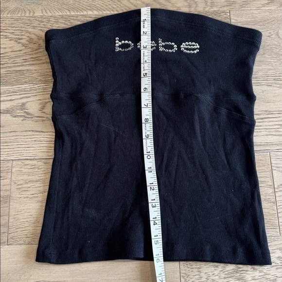 Bebe Black Strapless Top with Rhinestone Logo - Picture 6 of 9